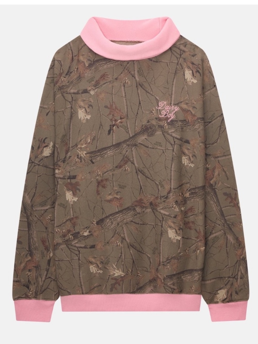 DAIRY BOY Mock Neck in Evergreen Camo/Pink - Picture 2 of 5